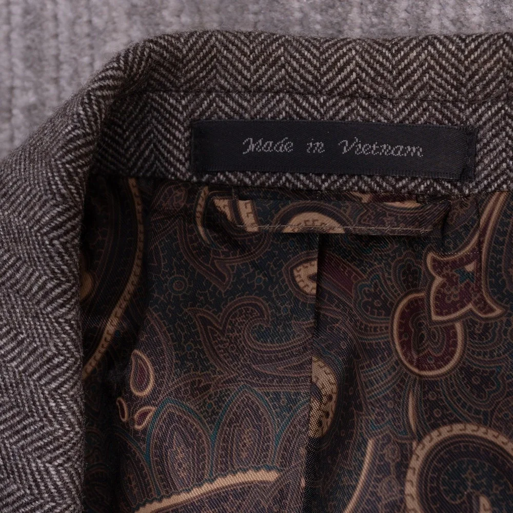 Macy's Men's Store Sport Coat Mens Brown Excellent Wool Cashmere Herringbone
